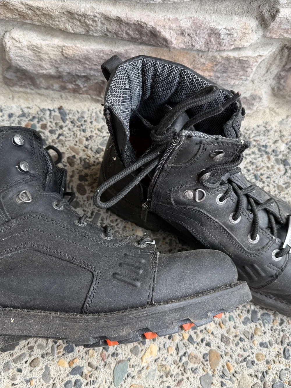 Harley Davidson Black Tactical Boots with Orange Traction Accents size 11 1/2